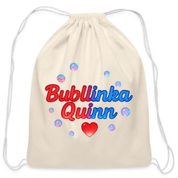 BubllinkaQuinn – Pastel Bubble Logo - Cotton Drawstring Bag - natural - Front