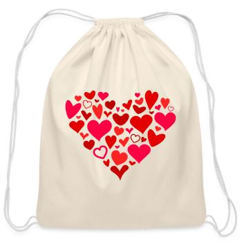 Heart of Hearts - Red Hearts - Cotton Drawstring Bag - natural - Front