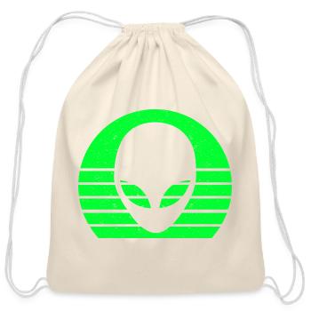Alien Head Face Extraterrestrial Retro Vintage - Cotton Drawstring Bag - natural - Front