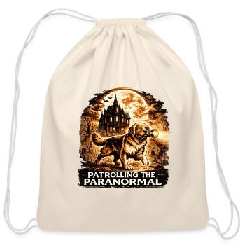 Patrolling The Paranormal Golden Retriever Shirt - Cotton Drawstring Bag - natural - Front