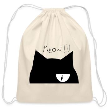 Cute cat face - Cotton Drawstring Bag - natural - Front