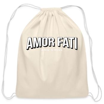 Amor Fati And Chill Latin Phrase Philosophy Langua - Cotton Drawstring Bag - natural - Front
