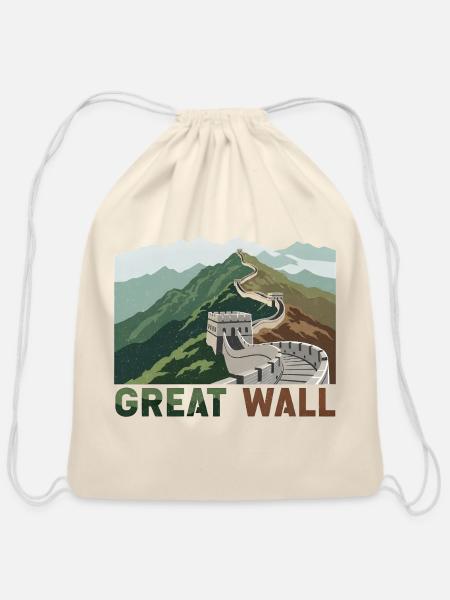 Great Wall Panorama Trek - Cotton Drawstring Bag - natural
