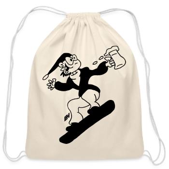 Snowboarding & Brews, One Color Design - Cotton Drawstring Bag - natural - Front