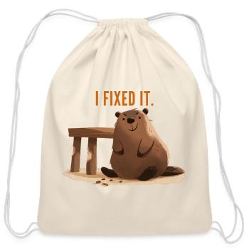 Je l’ai corrigé – Humour DIY drôle de castor - Sac à cordon en coton - nature - Devant