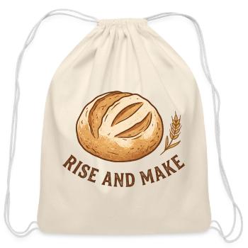 Rise and Make Loaf - Cotton Drawstring Bag - natural - Front