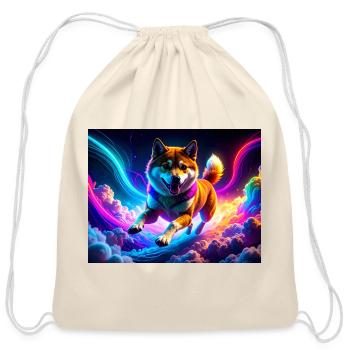 Vibrant Neon Shiba Inu in Surreal Sky - Cotton Drawstring Bag - natural - Front