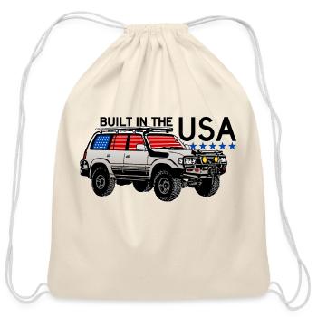 Toyota Land Cruiser, Built in USA - Cotton Drawstring Bag - natural - Front