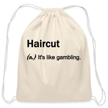 Haircut Gamble - Cotton Drawstring Bag - natural - Front