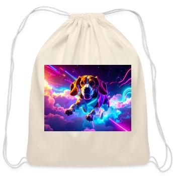 Cyberpunk Beagle - Cotton Drawstring Bag - natural - Front