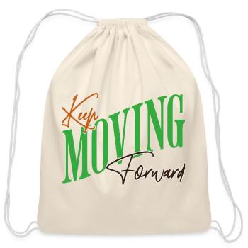 Moving Forward  - Cotton Drawstring Bag - natural - Front