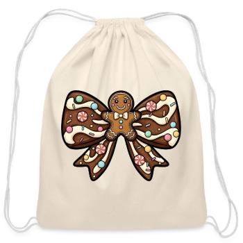 Gingerbread Bow - Cotton Drawstring Bag - natural - Front