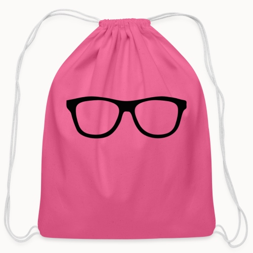 Black Hipster Glasses - Cotton Drawstring Bag