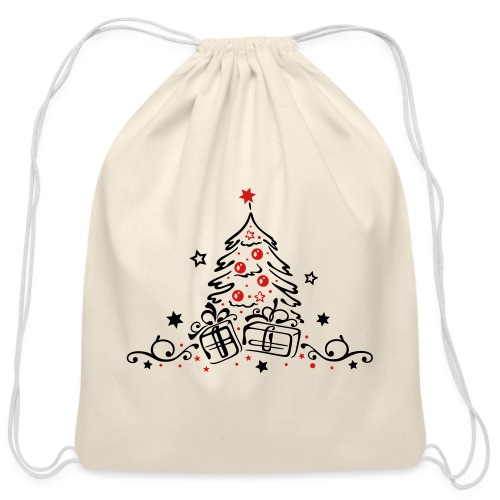 Christmas. Christmas tree decoration with bells. - Cotton Drawstring Bag