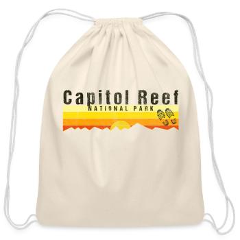 Capitol Reef National Park-Retro National Park - Cotton Drawstring Bag - natural - Front