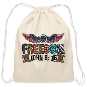freedom john - Cotton Drawstring Bag - natural - Front