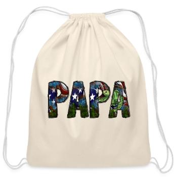 Papa - Cotton Drawstring Bag - natural - Front