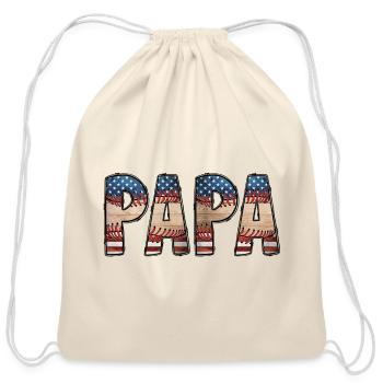 Papa - Cotton Drawstring Bag - natural - Front