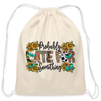 Probably Late For Something - Cotton Drawstring Bag - natural - Front