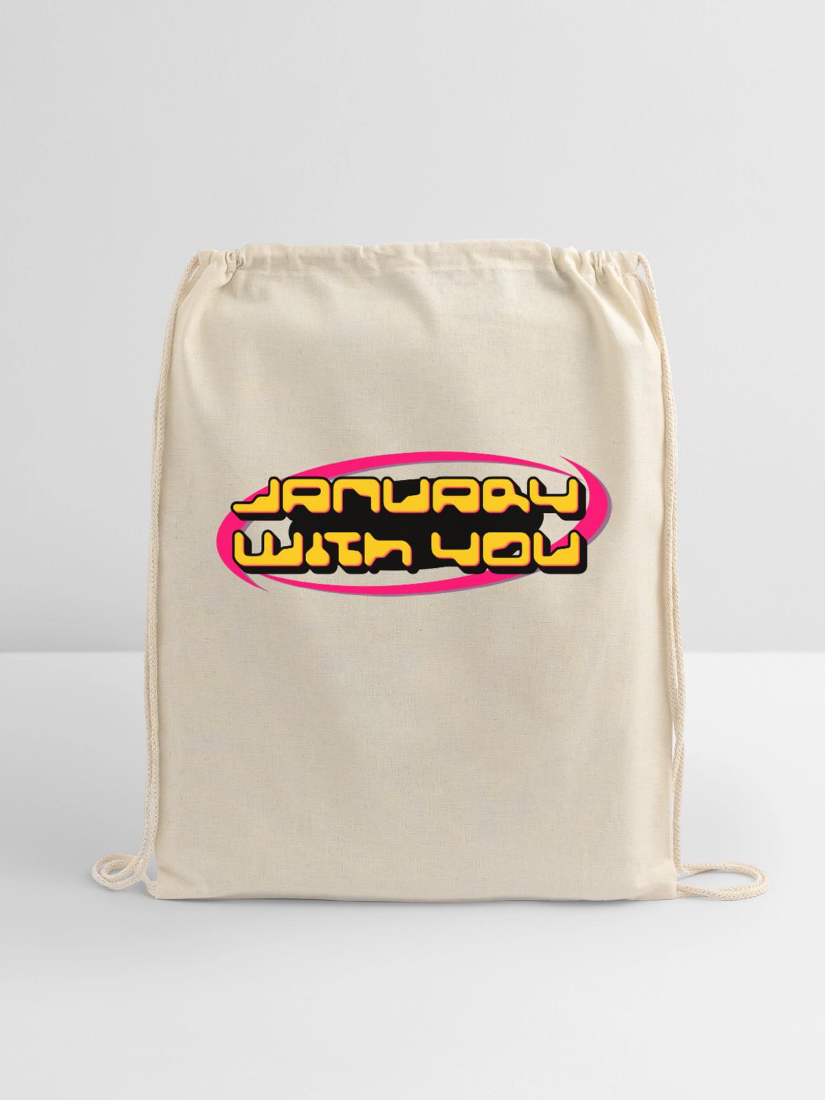 January With You - Cotton Drawstring Bag - natural - Front