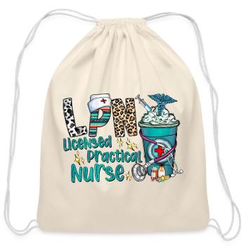 Licensed Practical Nurse - Cotton Drawstring Bag - natural - Front