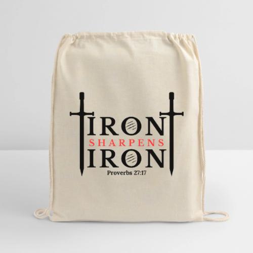 Iron Sharpens Iron - Proverbs 27:17 (Black & Red) - Cotton Drawstring Bag