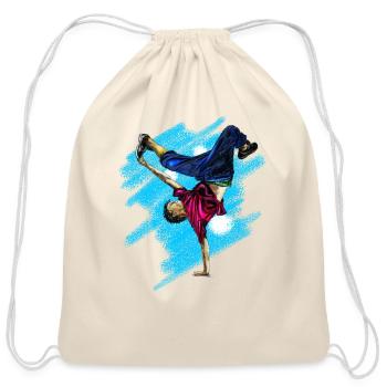 Breakdance Flip in Neon Splash - Cotton Drawstring Bag - natural - Front