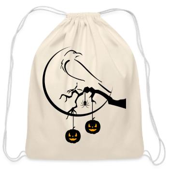 Harvest Moon Pumpkin Duo - Cotton Drawstring Bag - natural - Front