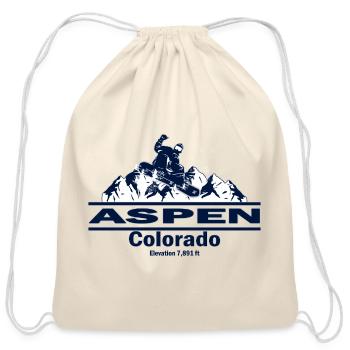 Mountain Snowboarder Aspen Colorado Logo - Cotton Drawstring Bag - natural - Front