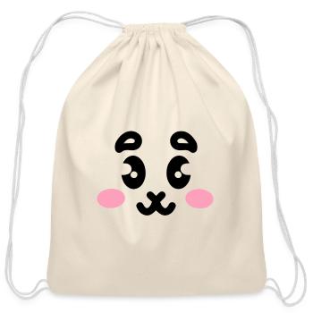 Smiling cat face - Cotton Drawstring Bag - natural - Front