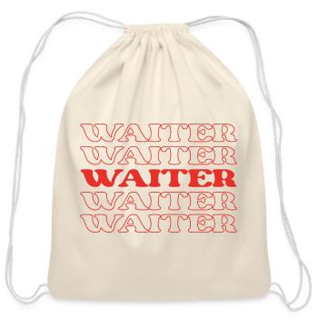 Waiter Server Food Server Waitstaff Food Service - Cotton Drawstring Bag - natural - Front