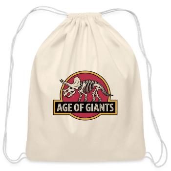 Prehistoric Dinosaur Skeleton Logo - Cotton Drawstring Bag - natural - Front