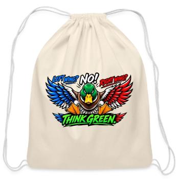 Left Wing Right Wing? No! Think Green - Cotton Drawstring Bag - natural - Front