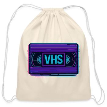 VHS Neon Retro Tape - Cotton Drawstring Bag - natural - Front