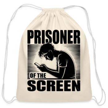 Prisoner of the Screen Illustration - Cotton Drawstring Bag - natural - Front