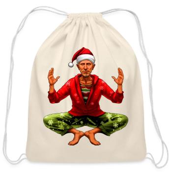 Yogi Christmas - Cotton Drawstring Bag - natural - Front