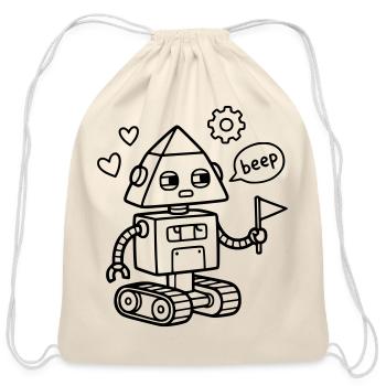 Robot Beep Kids Birthday Tech Nerd STEM - Cotton Drawstring Bag - natural - Front