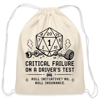 Critical Failure on a Driver's Test - Cotton Drawstring Bag - natural - Front