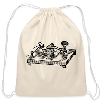 Vintage Morse Code Device, Retro Communication - Cotton Drawstring Bag - natural - Front