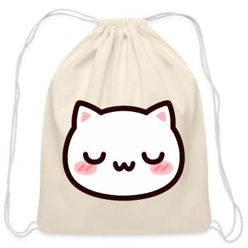 Cute Cat Uwu Face - Cotton Drawstring Bag - natural - Front