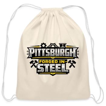 Pittsburgh Forged in Steel Emblem - Cotton Drawstring Bag - natural - Front
