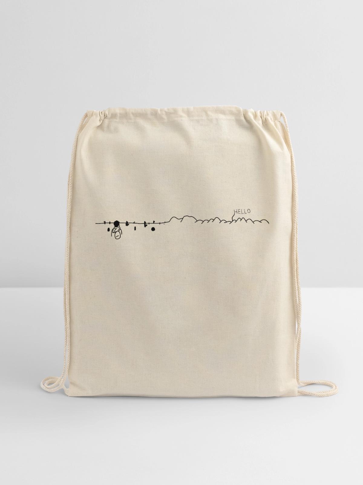 From Far Away - Cotton Drawstring Bag - natural - Front