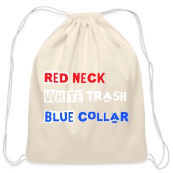 Red White Blue Collar Patriotic Retro - Cotton Drawstring Bag - natural - Front