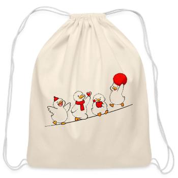Lots of Yellow Rubber Ducks - Cute Pattern Art - Cotton Drawstring Bag - natural - Front