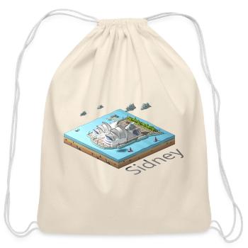 Geometric low poly Sydney - Cotton Drawstring Bag - natural - Front
