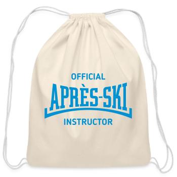 Official Après-Ski Instructor (Concave / Blue) - Cotton Drawstring Bag - natural - Front