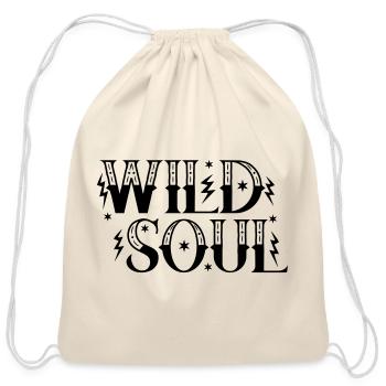 Wild Soul Flash Tattoo Style Stars and Lightning T - Cotton Drawstring Bag - natural - Front