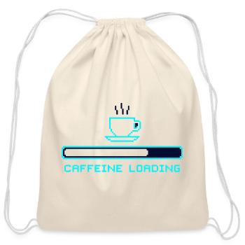 Funny Pixel Art Caffeine Loading Coffee Mug - Cotton Drawstring Bag - natural - Front