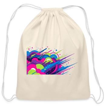 Neon Splash Graffiti Burst - Cotton Drawstring Bag - natural - Front