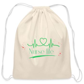 CUTE NURSE LIFE HEARTBEAT STETHOSCOPE MEDICAL GIFT - Cotton Drawstring Bag - natural - Front
